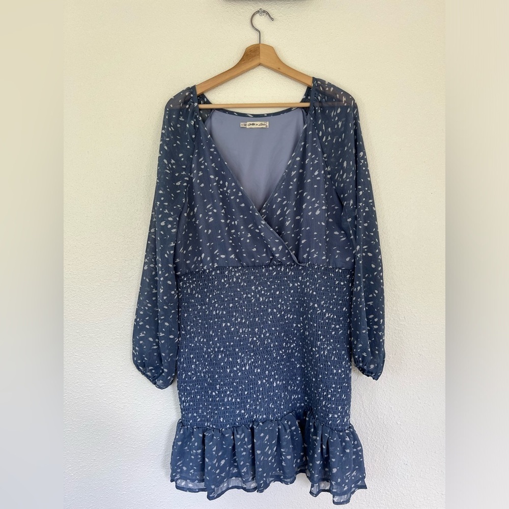 Smocked Surplice Dress - Picture 2 of 8